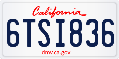 CA license plate 6TSI836