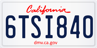 CA license plate 6TSI840
