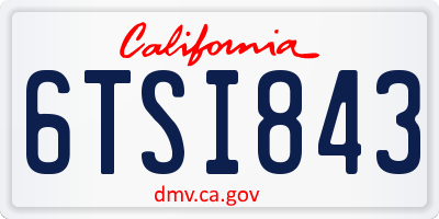 CA license plate 6TSI843