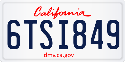 CA license plate 6TSI849