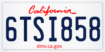 CA license plate 6TSI858