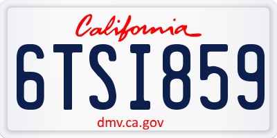 CA license plate 6TSI859