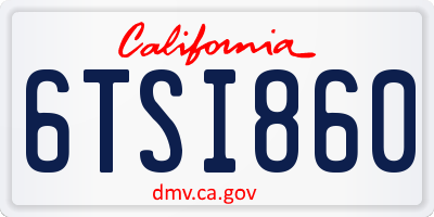 CA license plate 6TSI860