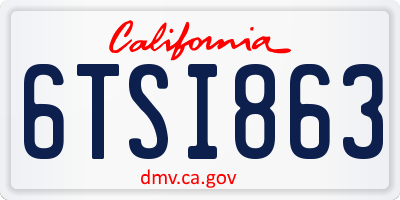 CA license plate 6TSI863