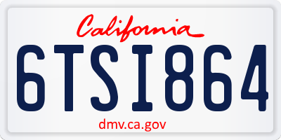 CA license plate 6TSI864