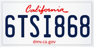 CA license plate 6TSI868