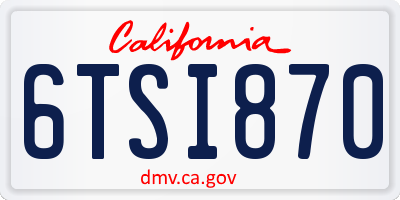 CA license plate 6TSI870