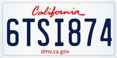 CA license plate 6TSI874