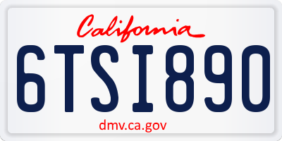 CA license plate 6TSI890