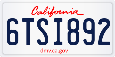 CA license plate 6TSI892