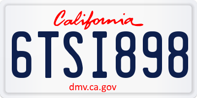 CA license plate 6TSI898