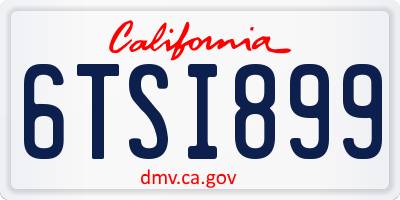 CA license plate 6TSI899