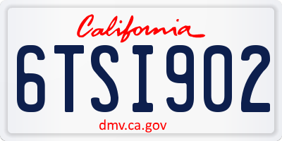 CA license plate 6TSI902