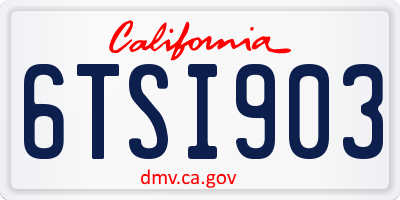 CA license plate 6TSI903