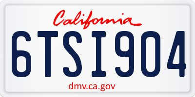 CA license plate 6TSI904