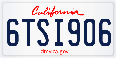 CA license plate 6TSI906