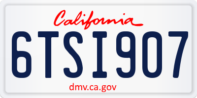 CA license plate 6TSI907