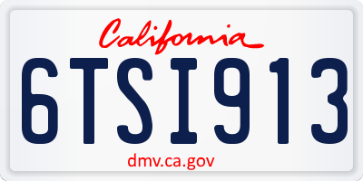 CA license plate 6TSI913