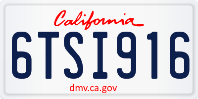 CA license plate 6TSI916