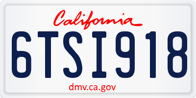 CA license plate 6TSI918