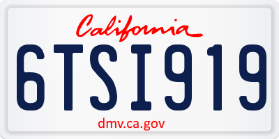 CA license plate 6TSI919
