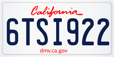 CA license plate 6TSI922