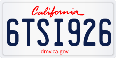CA license plate 6TSI926