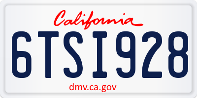 CA license plate 6TSI928