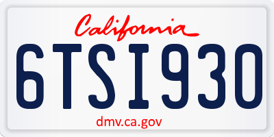 CA license plate 6TSI930