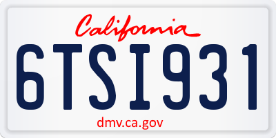 CA license plate 6TSI931