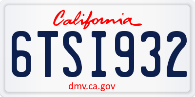 CA license plate 6TSI932