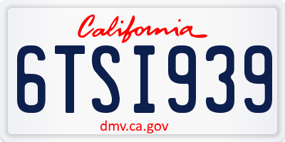 CA license plate 6TSI939