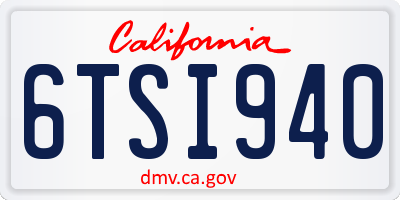 CA license plate 6TSI940