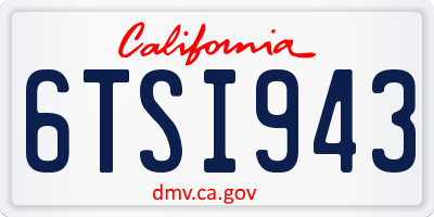 CA license plate 6TSI943