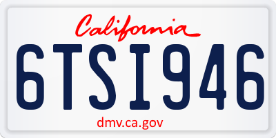 CA license plate 6TSI946