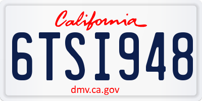CA license plate 6TSI948