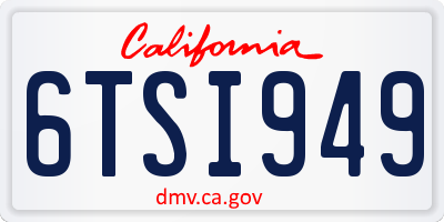 CA license plate 6TSI949