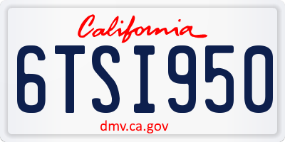 CA license plate 6TSI950