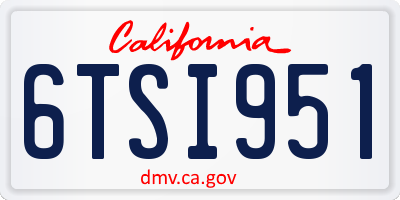 CA license plate 6TSI951