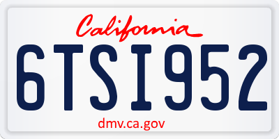 CA license plate 6TSI952