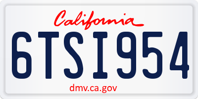 CA license plate 6TSI954