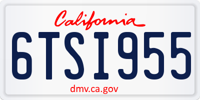 CA license plate 6TSI955
