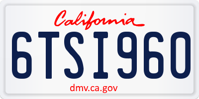 CA license plate 6TSI960