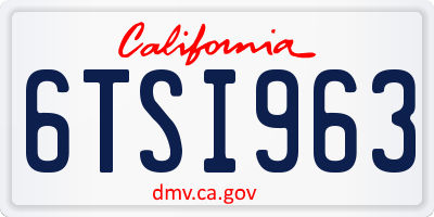 CA license plate 6TSI963