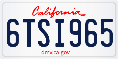 CA license plate 6TSI965