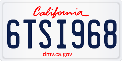 CA license plate 6TSI968