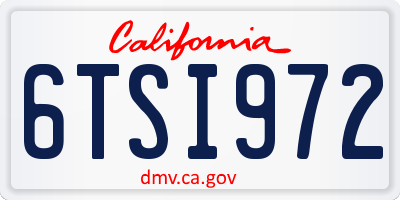 CA license plate 6TSI972