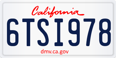 CA license plate 6TSI978