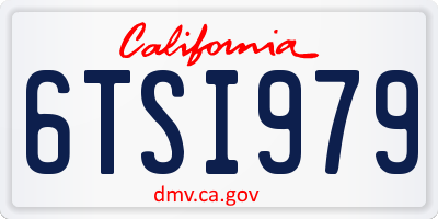 CA license plate 6TSI979