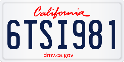 CA license plate 6TSI981